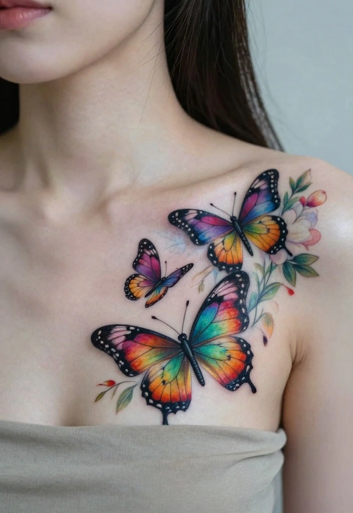 14 Chest Tattoo Cover Up Ideas for Women Clean and Natural 10. Whimsical Butterfly Designs 0