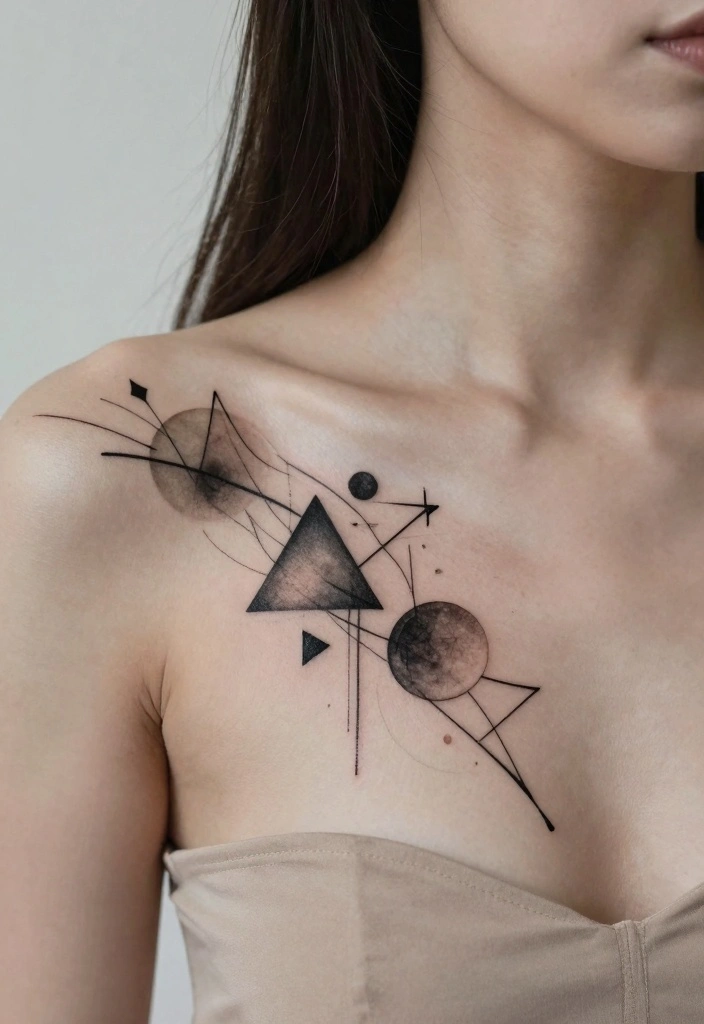 14 Chest Tattoo Cover Up Ideas for Women Clean and Natural 13. Soft Geometric Shapes 0