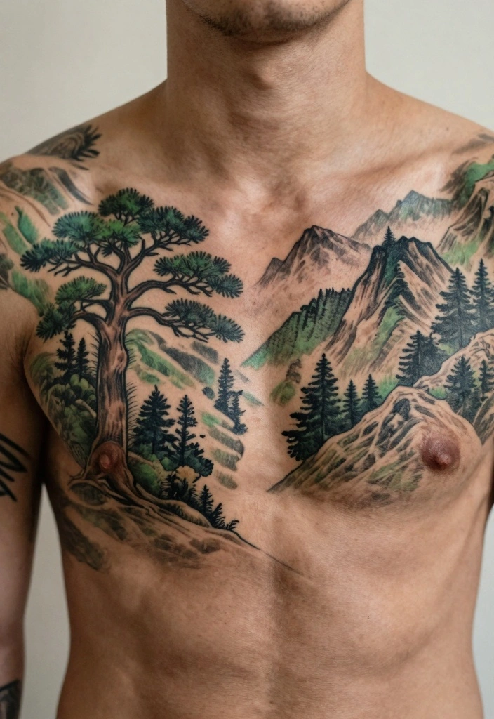 14 Chest to Shoulder Tattoo Ideas for Men Powerful Flow 6. Nature Inspired Designs 0