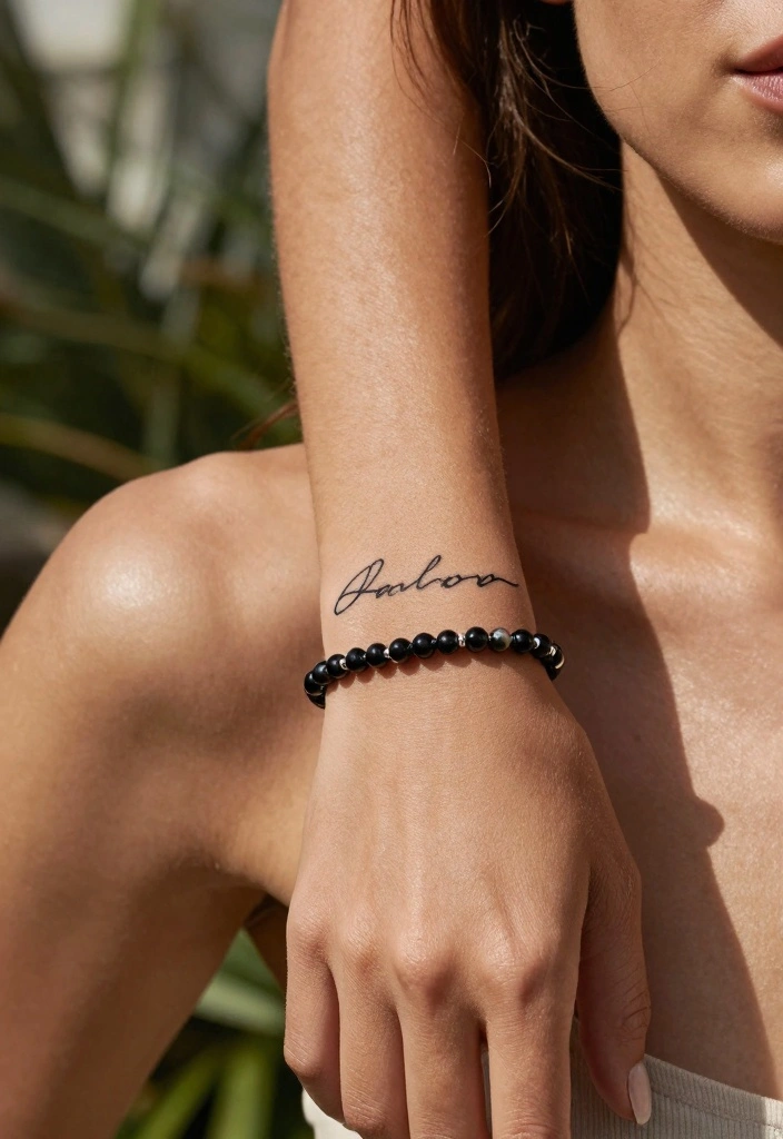 14 Children Name Tattoo Ideas for Women: Meaningful and Stylish - 1. Minimalist Script 1