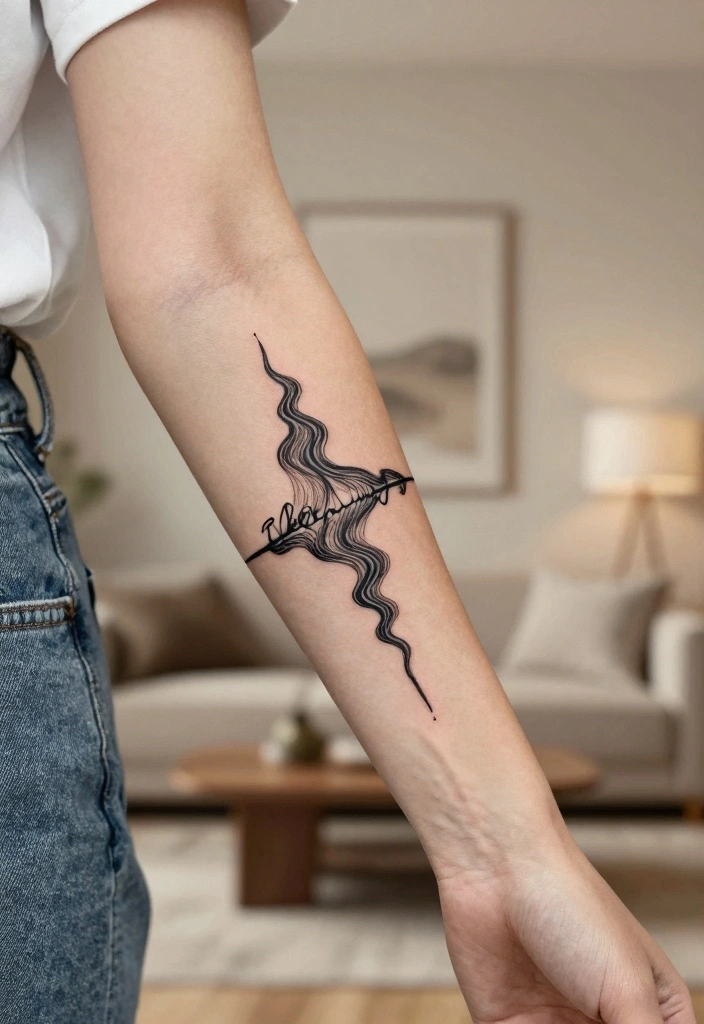 14 Children Name Tattoo Ideas for Women: Meaningful and Stylish - 11. Sound Wave Tattoo 1