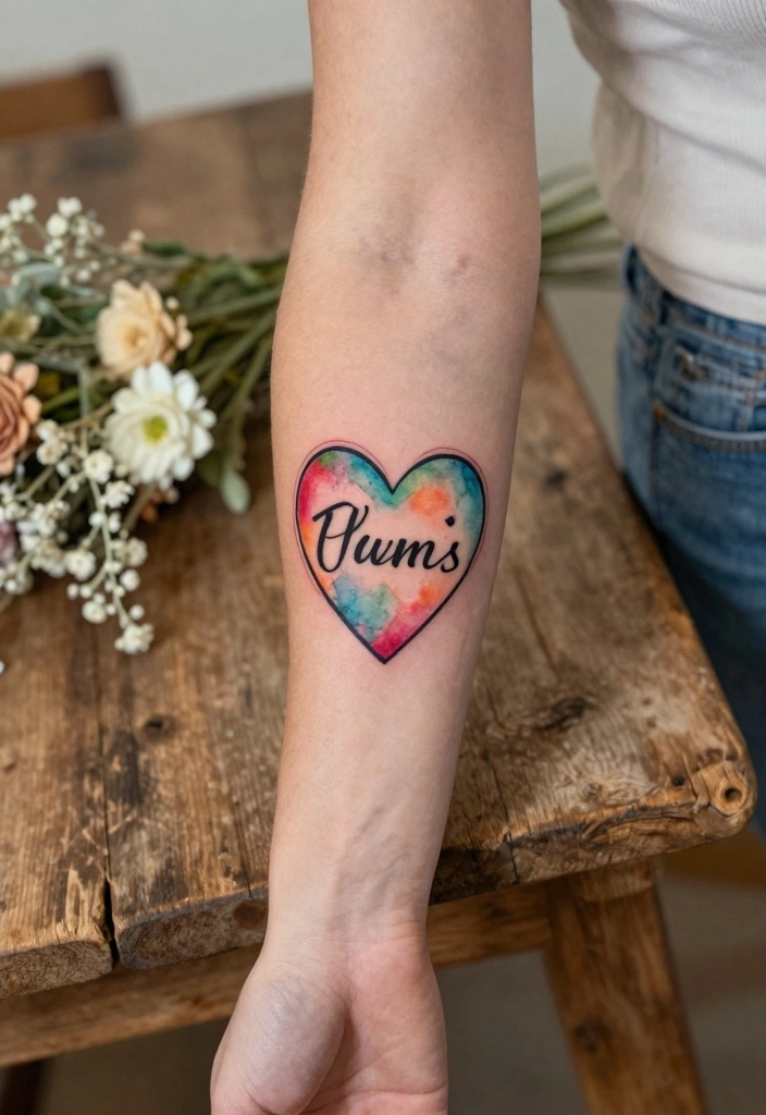 14 Children Name Tattoo Ideas for Women: Meaningful and Stylish - 2. Name within a Heart 1
