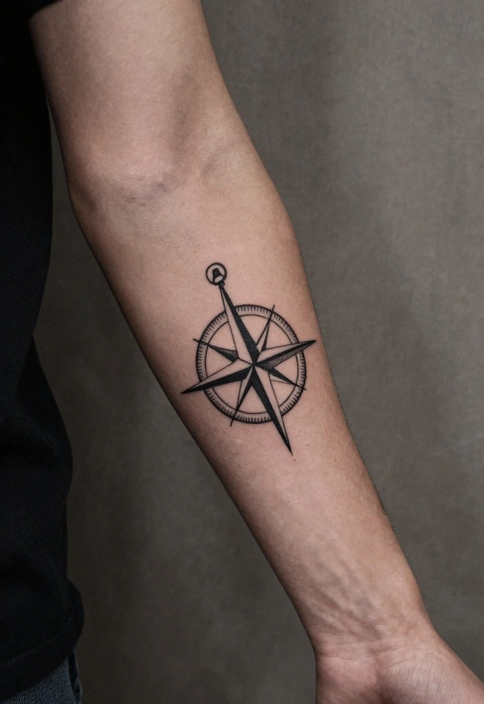 14 Compass Arm Tattoo Ideas for Men: Bold and Detailed - 2. Minimalist Compass 1