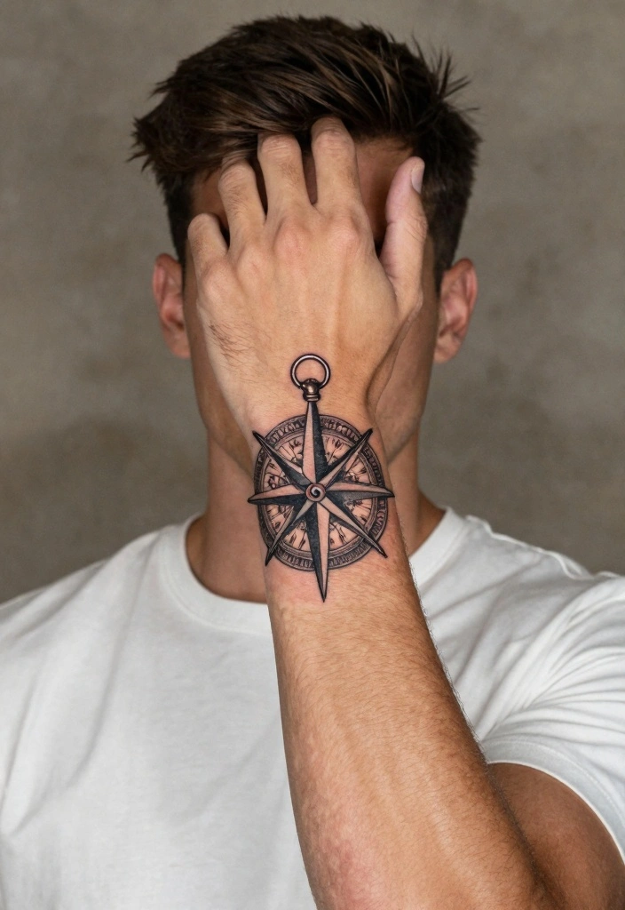 14 Compass Arm Tattoo Ideas for Men: Bold and Detailed - 7. Compass Rose 1