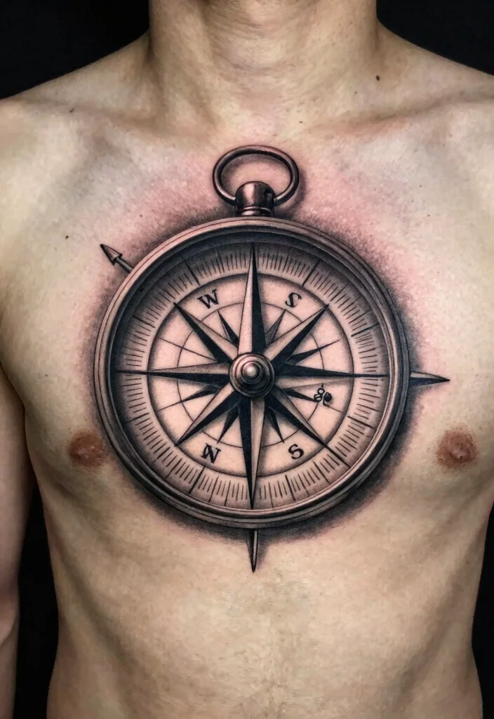14 Compass Tattoo Ideas for Men With Strong Symbolism - 12. Realistic 3D Compass 1