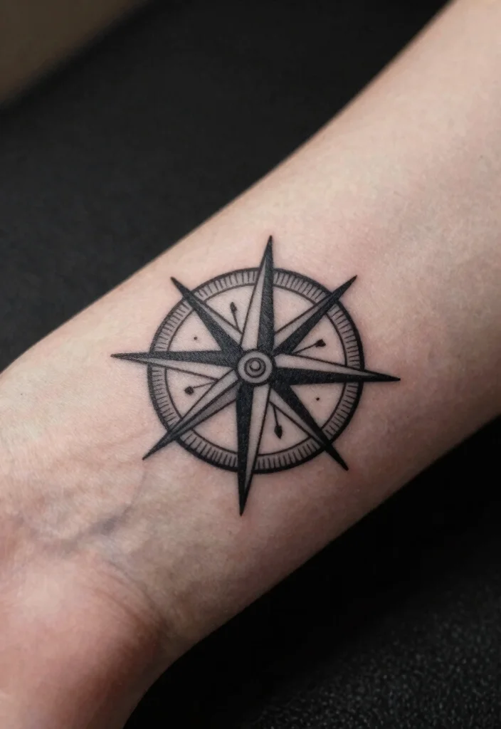14 Compass Tattoo Ideas for Men With Strong Symbolism - 2. Minimalist Compass 1