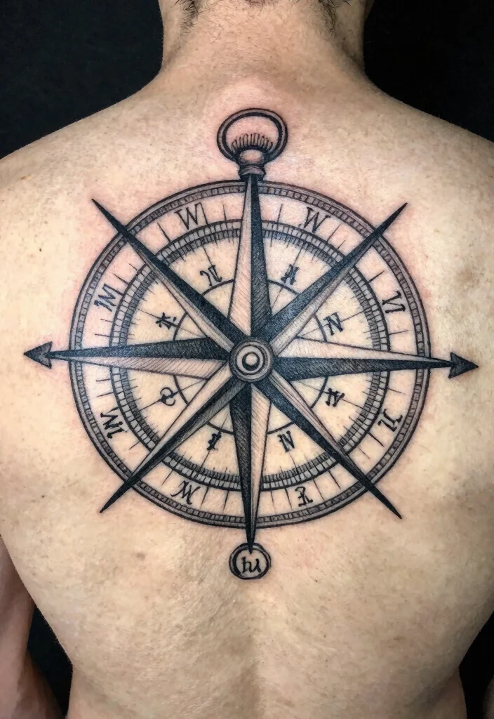 14 Compass Tattoo Ideas for Men With Strong Symbolism - 3. Compass with Coordinates 1