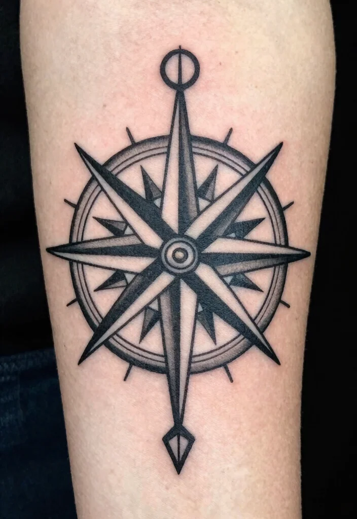 14 Compass Tattoo Ideas for Men With Strong Symbolism - 5. Geometric Compass 1
