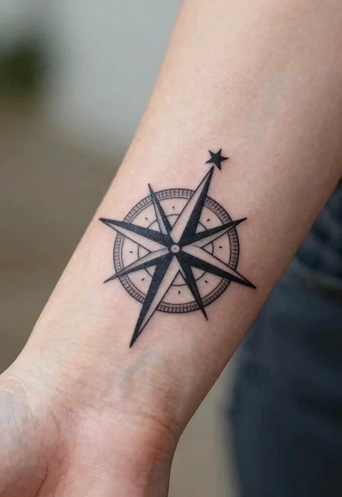 14 Compass Tattoo Ideas for Women: Elegant and Meaningful 1 14 Compass Tattoo Ideas for Women: Elegant and Meaningful - 1. Minimalist Compass Tattoo 1
