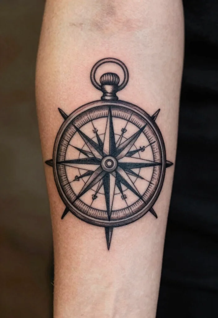 14 Compass Tattoo Ideas for Women: Elegant and Meaningful 56 14 Compass Tattoo Ideas for Women: Elegant and Meaningful - 6. Vintage Compass Tattoo 1
