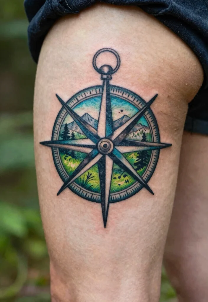 14 Compass Tattoo Ideas for Women: Elegant and Meaningful 89 14 Compass Tattoo Ideas for Women: Elegant and Meaningful - 9. Nature-Inspired Compass Tattoo 1