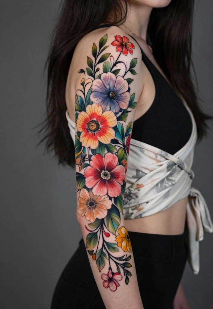 14 Dark Tattoo Cover Up Ideas for Women With Bold Clean Results - 11. Elegant Floral Wrap Around 1