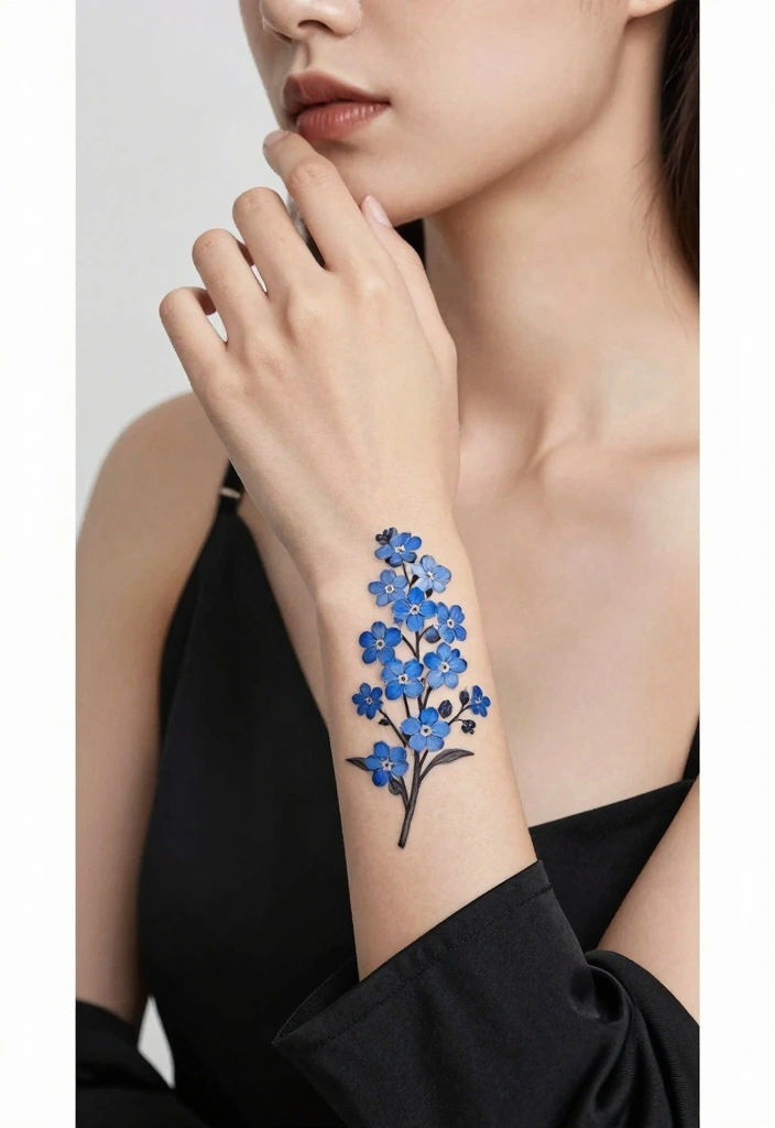 14 Dark Tattoo Cover Up Ideas for Women With Bold Clean Results - 12. Graceful Forget-Me-Nots 1