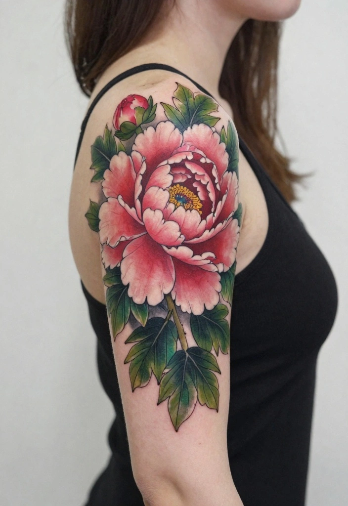 14 Dark Tattoo Cover Up Ideas for Women With Bold Clean Results - 14. Luxurious Peony Design 1