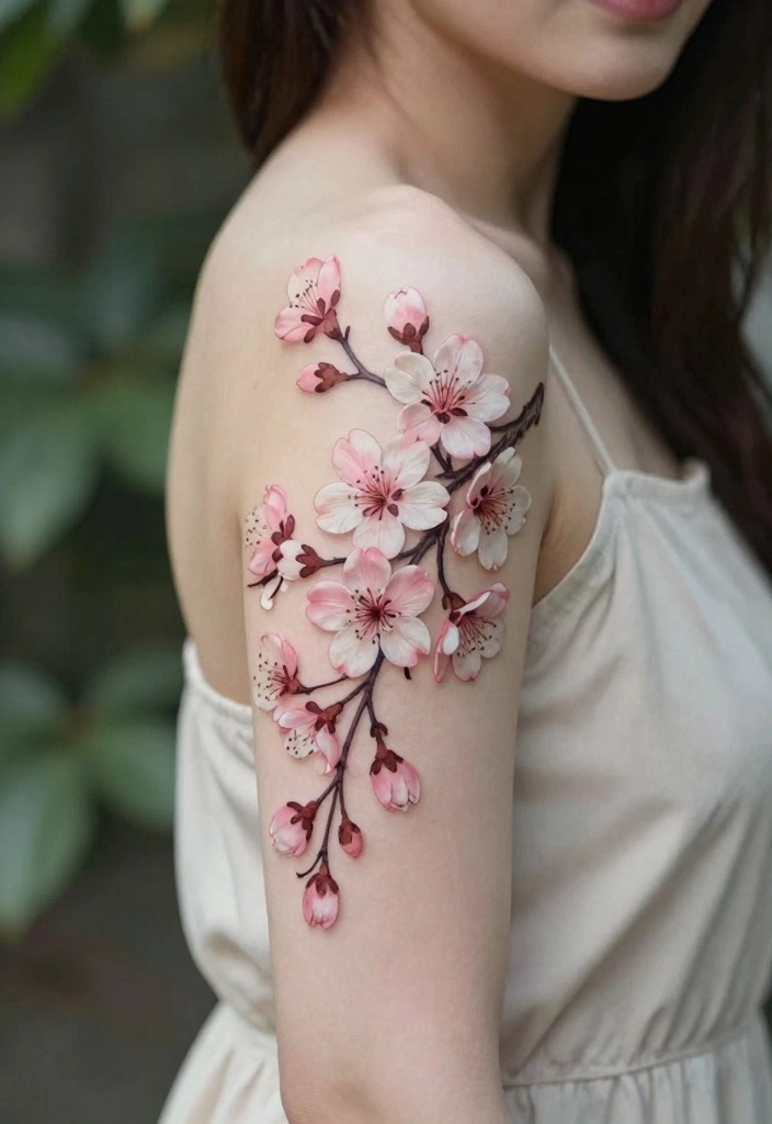 14 Dark Tattoo Cover Up Ideas for Women With Bold Clean Results - 5. Enchanting Cherry Blossoms 1