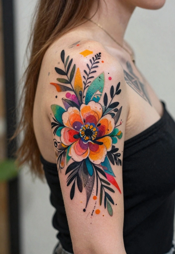 14 Dark Tattoo Cover Up Ideas for Women With Bold Clean Results - 7. Artistic Abstract Florals 1