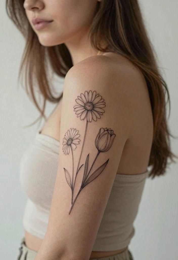 14 Dark Tattoo Cover Up Ideas for Women With Bold Clean Results - 8. Minimalist Flower Doodles 1