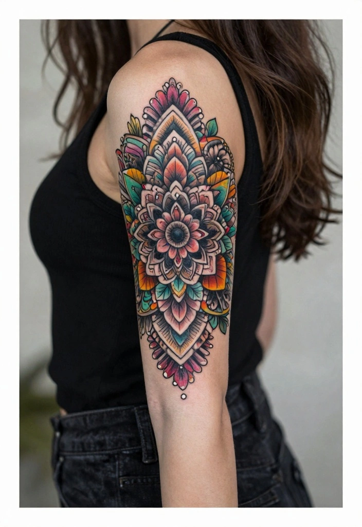 14 Dark Tattoo Cover Up Ideas for Women With Bold Clean Results - 9. Bohemian Floral Mandala 1