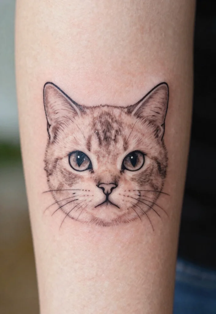 14 Fine Line Cat Tattoo Ideas Minimal Cute and Modern 2. Cute Cat Face Outline 0
