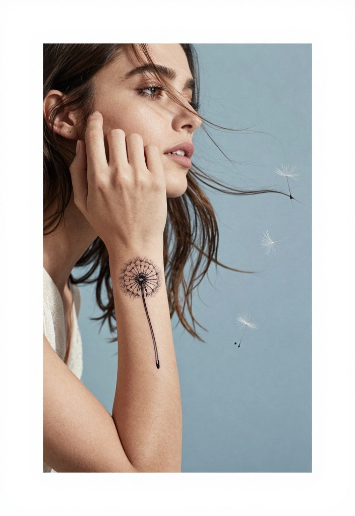 14 Girly Flash Tattoo Ideas: Cute, Playful, and Trendy - 11. Dandelion Wishes 1