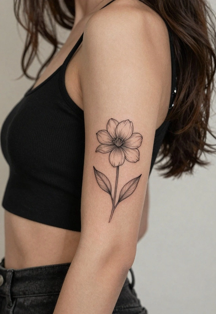 14 Girly Flash Tattoo Ideas: Cute, Playful, and Trendy - 5. Minimalist Flower Outline 1