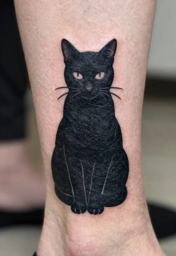 14 Horror Movie Flash Tattoo Ideas Dark and Iconic 12. Black Cat Silhouette 0