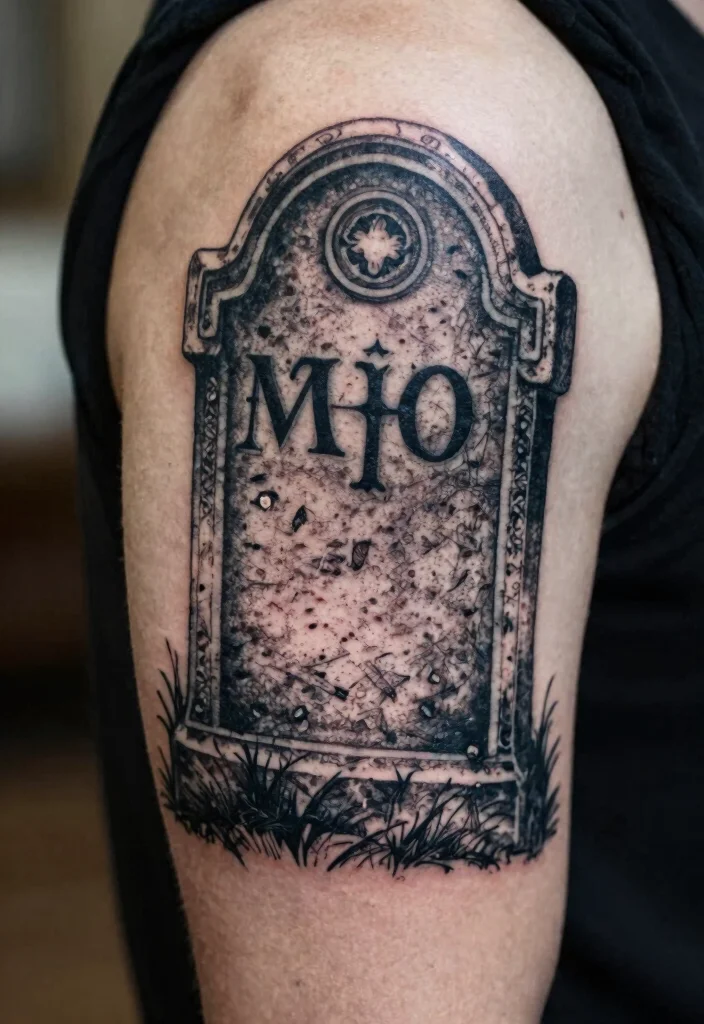 14 Horror Movie Flash Tattoo Ideas Dark and Iconic 13. The Grave Marker 0