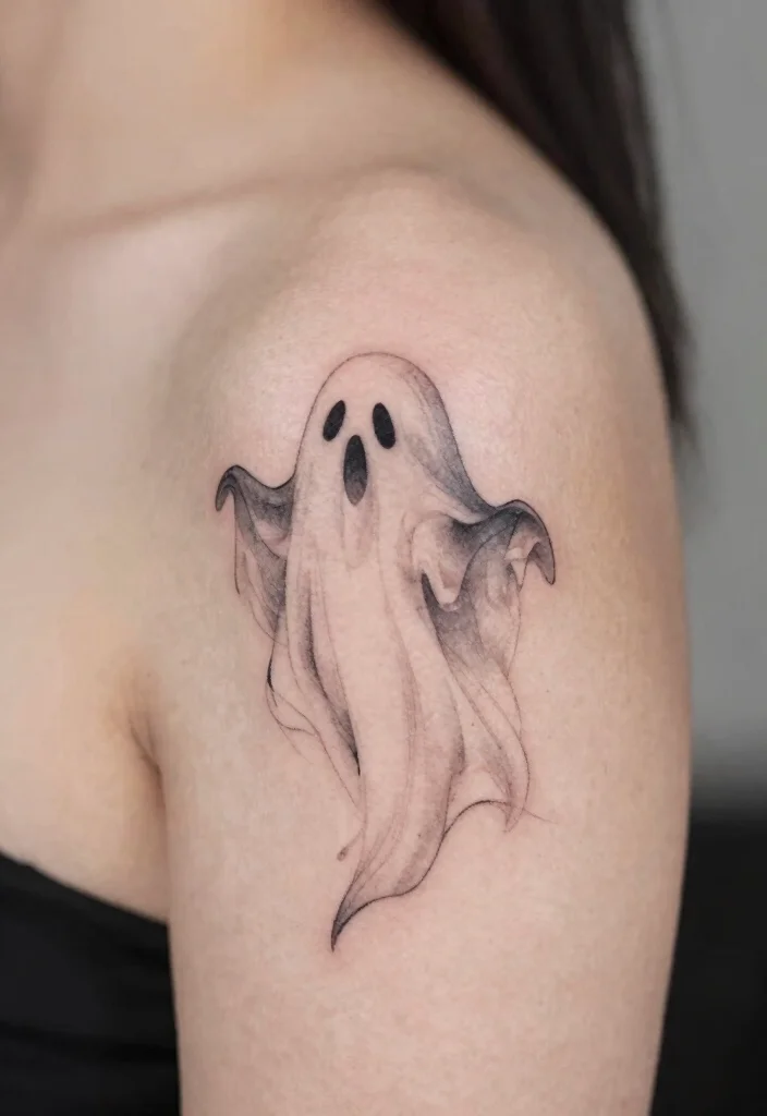 14 Horror Movie Flash Tattoo Ideas Dark and Iconic 2. Ghostly Apparition 0