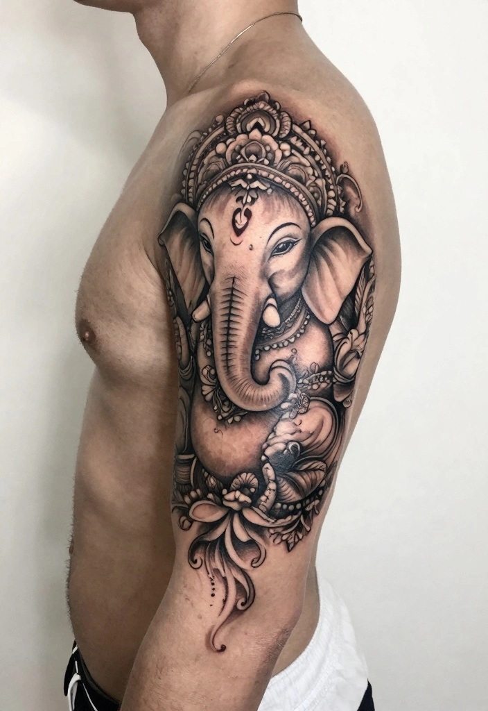 14 Indian Tattoo Ideas for Men: Bold Cultural and Spiritual - 10. The Elephant God 1