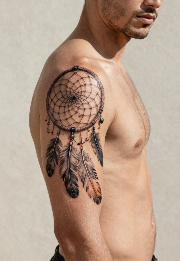 14 Indian Tattoo Ideas for Men: Bold Cultural and Spiritual - 13. The Dreamcatcher 1
