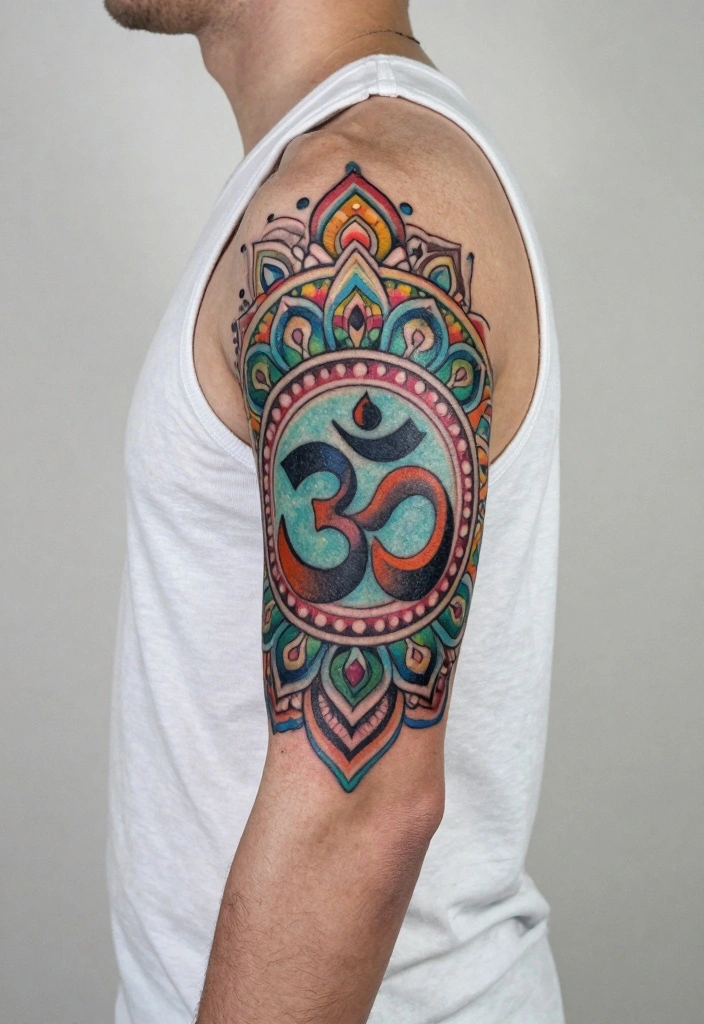 14 Indian Tattoo Ideas for Men: Bold Cultural and Spiritual - 2. Om Symbol 1