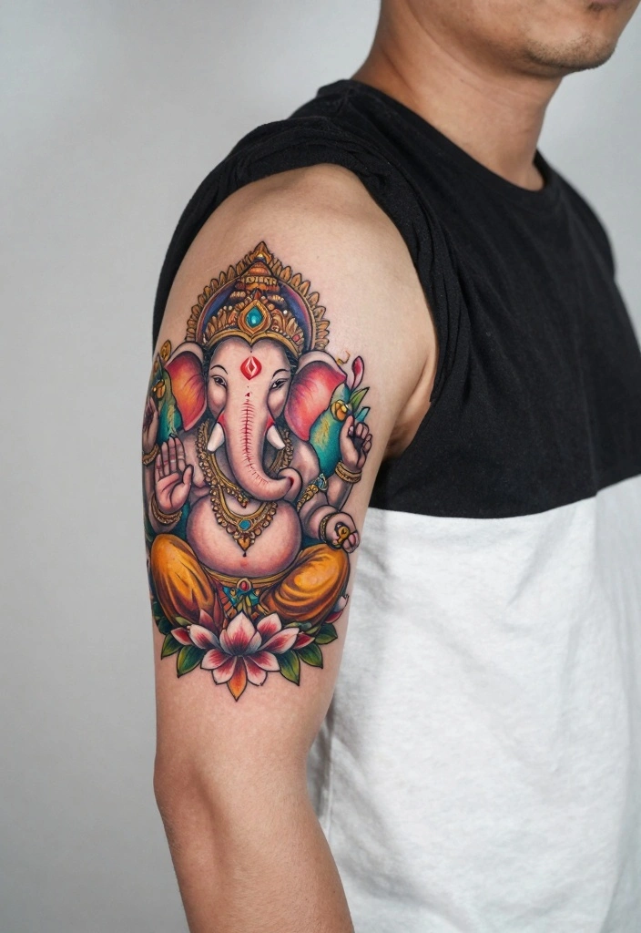 14 Indian Tattoo Ideas for Men: Bold Cultural and Spiritual - 3. Ganesha’s Blessing 1