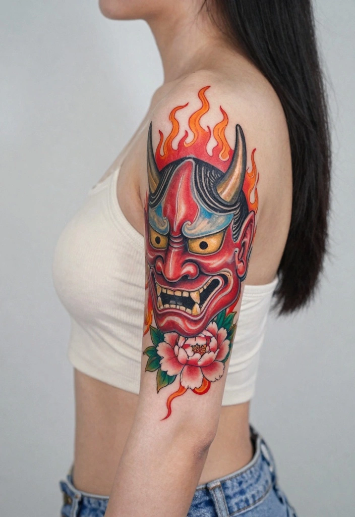 14 Japanese Traditional Tattoo Flash Ideas Bold Cultural Art 11. Oni Masks Embracing Our Fears 0