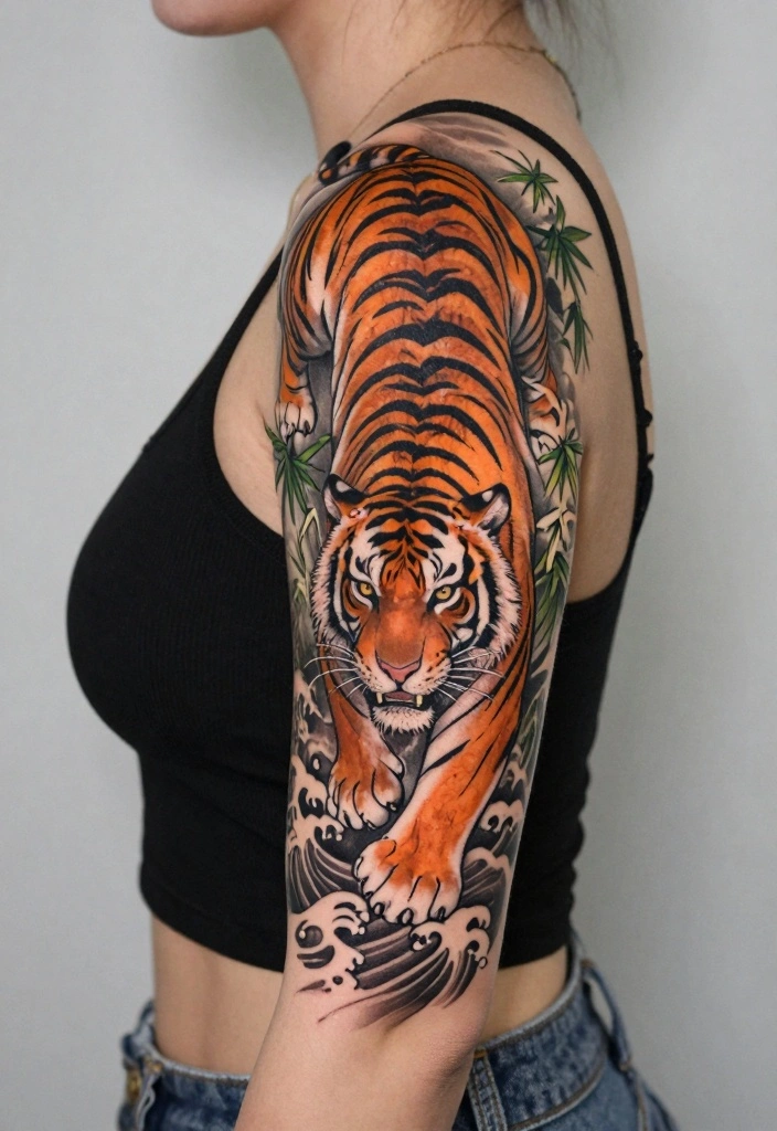 14 Japanese Traditional Tattoo Flash Ideas Bold Cultural Art 14. The Tiger Strength and Courage 0