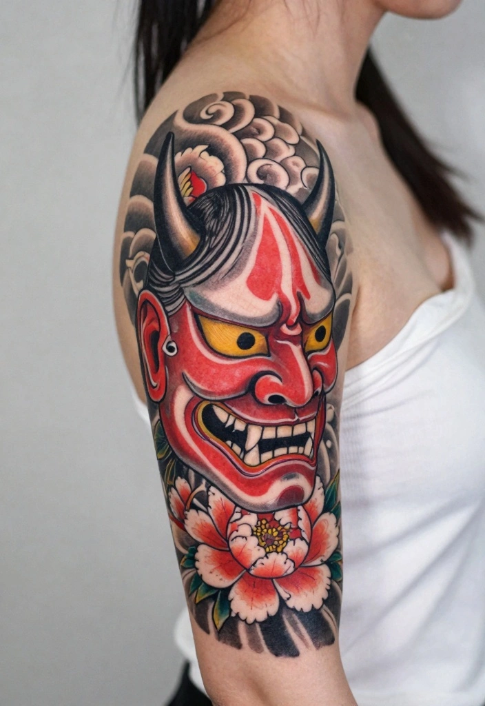 14 Japanese Traditional Tattoo Flash Ideas Bold Cultural Art 7. Hannya Mask Embracing Inner Strength 0