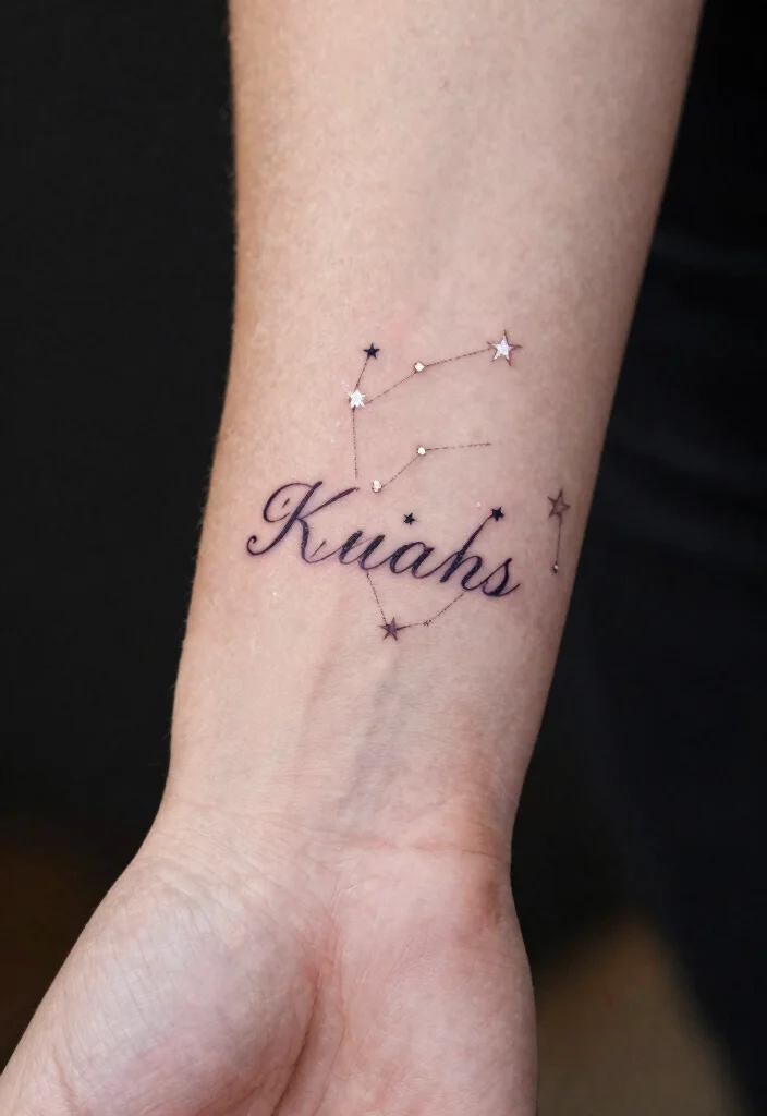 14 Kids Name Tattoo Ideas for Mothers With Heartfelt Meaning - 11. Constellation with Names 1