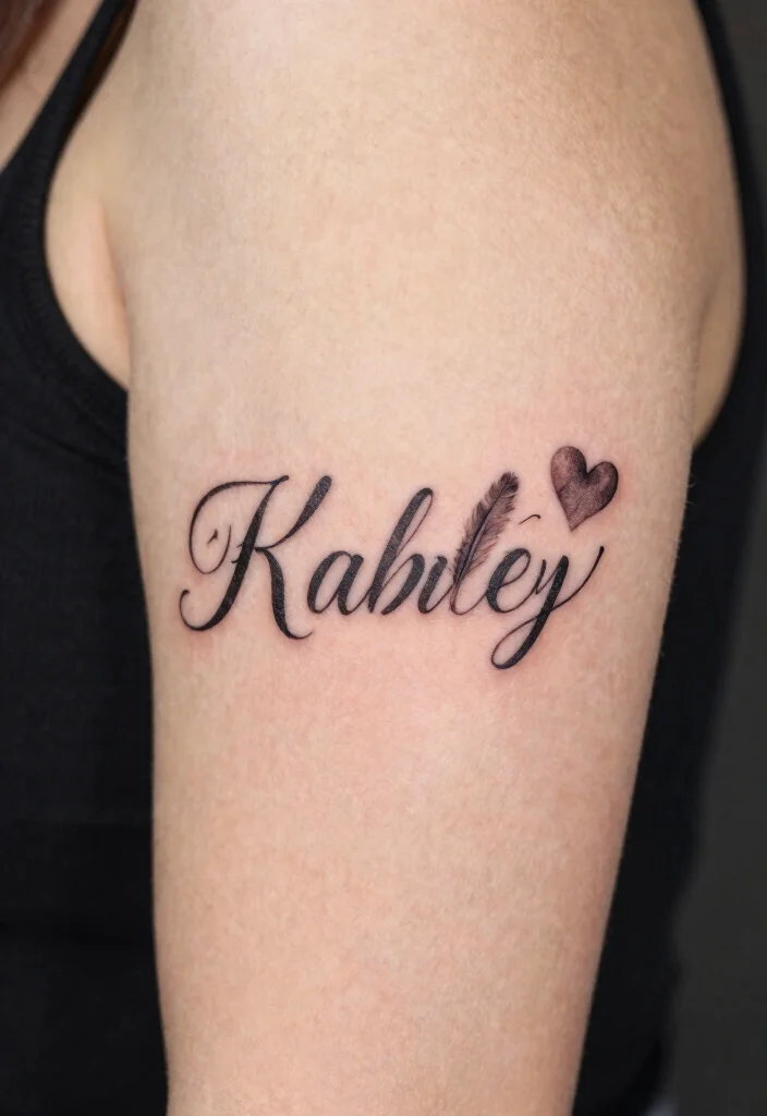 14 Kids Name Tattoo Ideas for Mothers With Heartfelt Meaning - 13. Name with Symbolic Elements 1