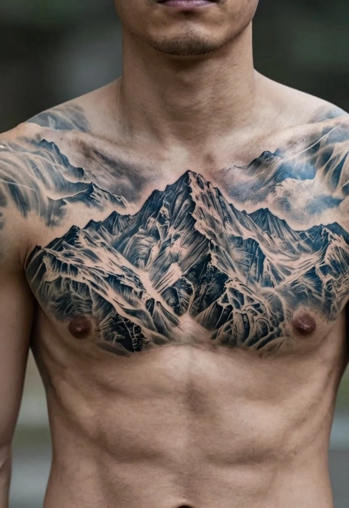 14 Meaningful Chest Tattoo Ideas for Men Deep and Personal 111 14 Meaningful Chest Tattoo Ideas for Men Deep and Personal 11. The Mountain Strength and Stability 0