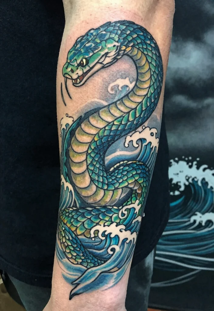 14 Norse Pagan Tattoo Ideas: Ancient, Powerful, and Symbolic 100 14 Norse Pagan Tattoo Ideas: Ancient, Powerful, and Symbolic - 10. Jörmungandr: The World Serpent 1