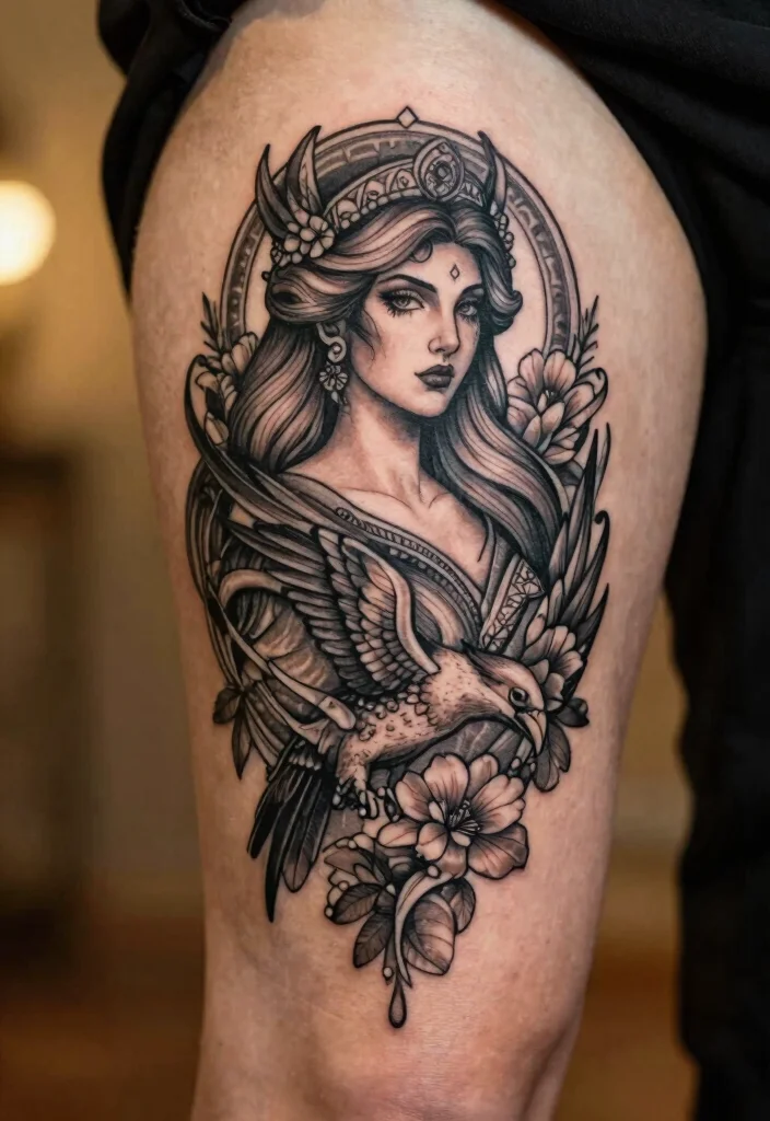 14 Norse Pagan Tattoo Ideas: Ancient, Powerful, and Symbolic 122 14 Norse Pagan Tattoo Ideas: Ancient, Powerful, and Symbolic - 12. Freyja: The Goddess of Love and War 1