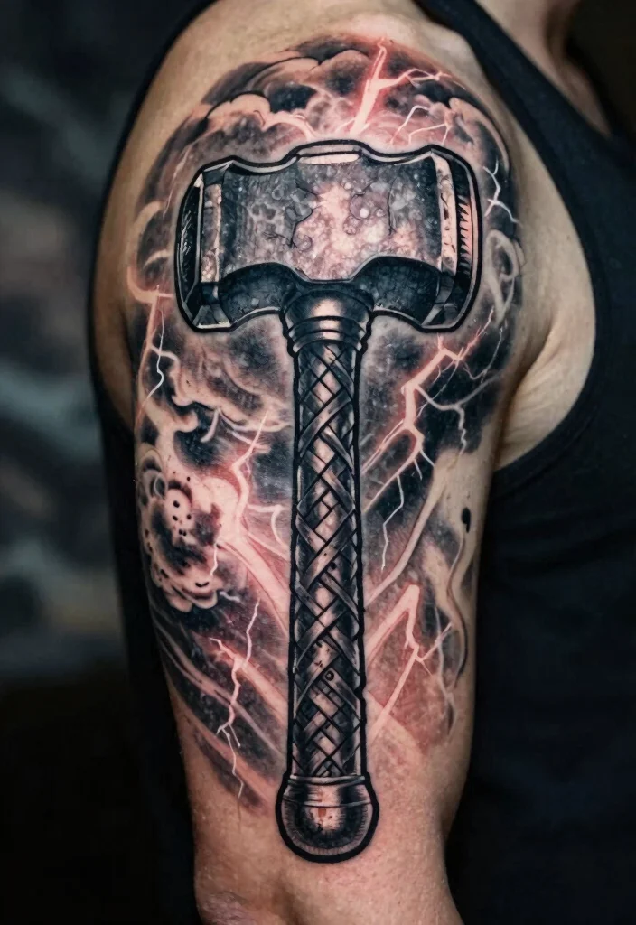 14 Norse Pagan Tattoo Ideas: Ancient, Powerful, and Symbolic 34 14 Norse Pagan Tattoo Ideas: Ancient, Powerful, and Symbolic - 4. Mjölnir: Thor's Hammer 1