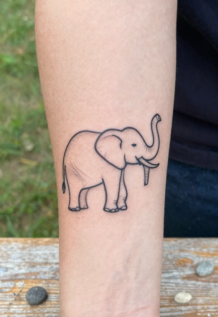 14 One Line Tattoo Ideas: Simple, Artistic, and Meaningful - 1. The Majestic Elephant 1