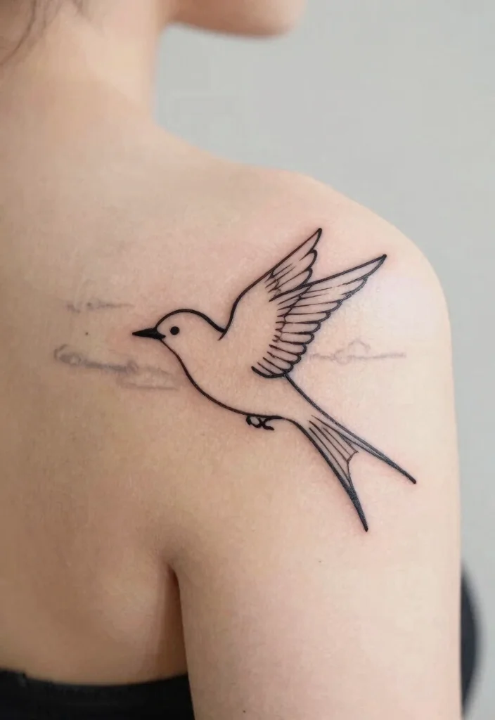 14 One Line Tattoo Ideas: Simple, Artistic, and Meaningful - 11. The Elegant Bird 1