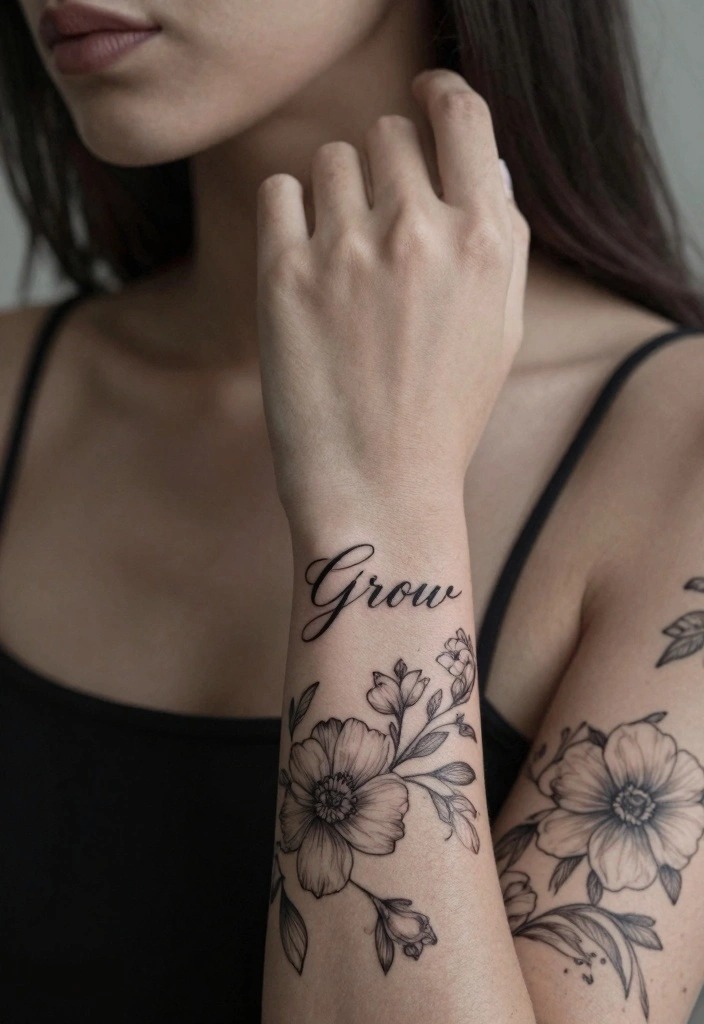 14 Word Tattoo Ideas for Women: Elegant, Personal, and Stylish 144 14 Word Tattoo Ideas for Women: Elegant, Personal, and Stylish - 14. 'Grow' 1