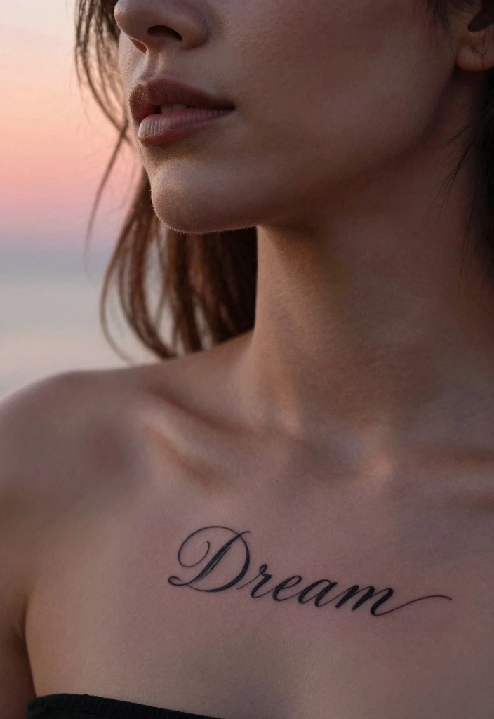 14 Word Tattoo Ideas for Women: Elegant, Personal, and Stylish 34 14 Word Tattoo Ideas for Women: Elegant, Personal, and Stylish - 4. 'Dream' 1