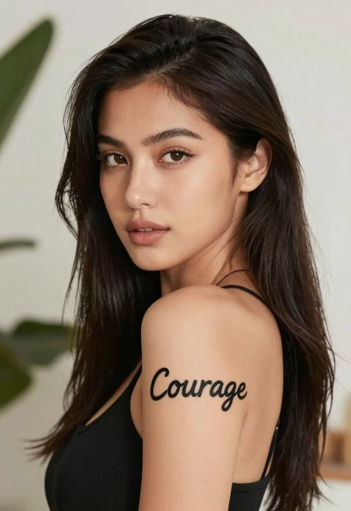 14 Word Tattoo Ideas for Women: Elegant, Personal, and Stylish 89 14 Word Tattoo Ideas for Women: Elegant, Personal, and Stylish - 9. 'Courage' 1