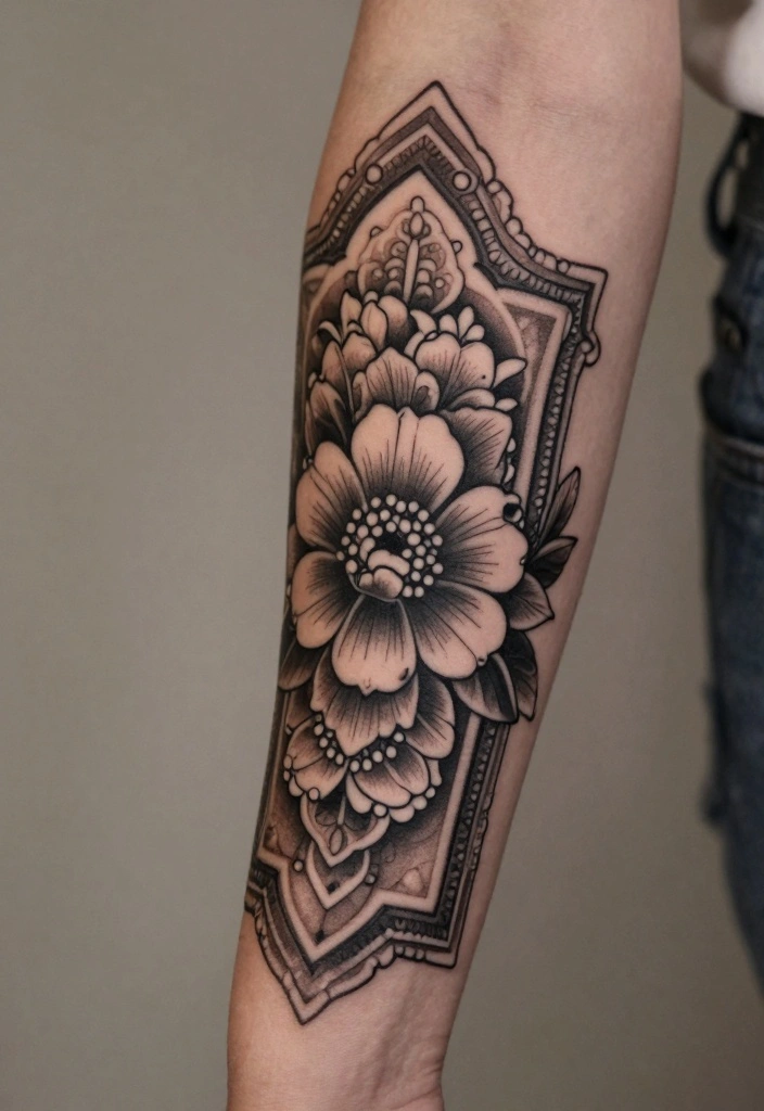 15 Back of the Arm Tattoo Ideas for Women: Stylish and Feminine 155 15 Back of the Arm Tattoo Ideas for Women Stylish and Feminine 15. Vintage Floral Frame 0