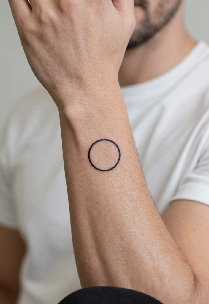 15 Simple Tattoo Ideas for Men: Masculine and Minimal Geometric Designs - 11. Simple Circle 1
