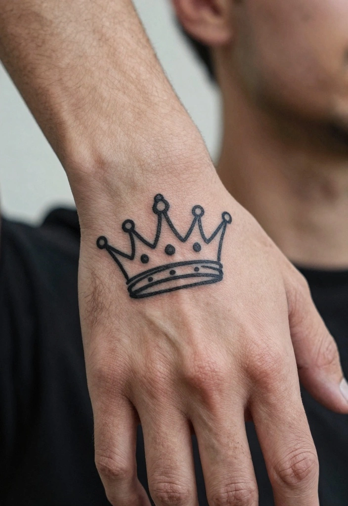 15 Simple Tattoo Ideas for Men: Masculine and Minimal Geometric Designs - 13. Simple Crown 1