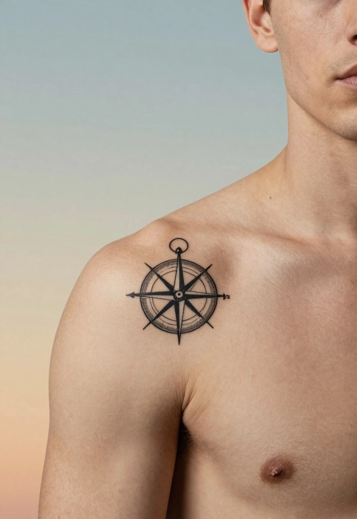 15 Simple Tattoo Ideas for Men: Masculine and Minimal Geometric Designs - 2. Minimalist Compass 1